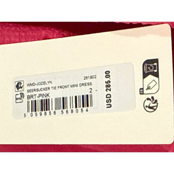 Ted Baker Women's Pink Jozelyn Seersucker Tie Front Mini Dress Size 6 US New - Picture 5 of 7